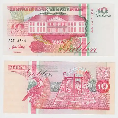 10 Gulden Banknote Suriname 1996 Pick 137 bankfrisch UNC (153618)