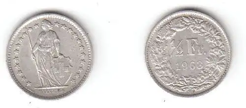 1/2 Franken Silber Münze Schweiz 1963 B (113876)
