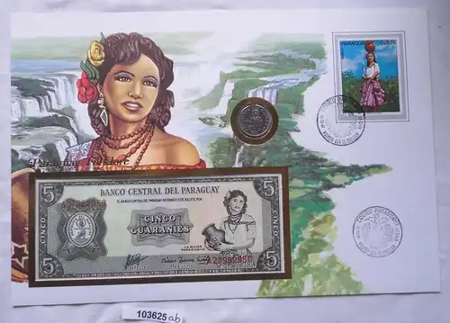 schöner Numisbrief mit Münze & Banknote Paraguay (103625)