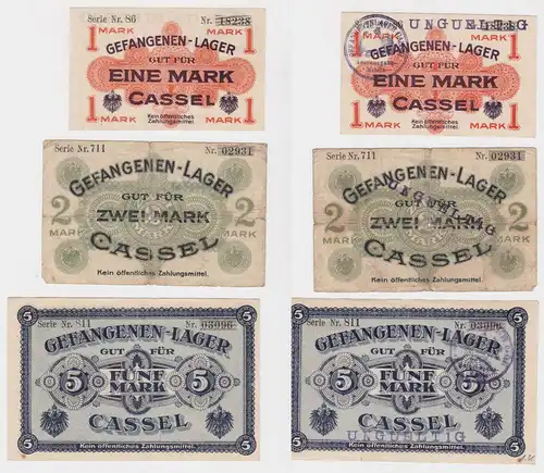 3 Banknoten Gefangenenlager Cassel 1.Weltkrieg (130120)