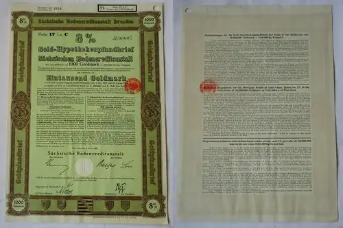 1000 Goldmark Pfandbrief Sächsische Bodencreditanstalt Dresden 4.1.1928 (121486)