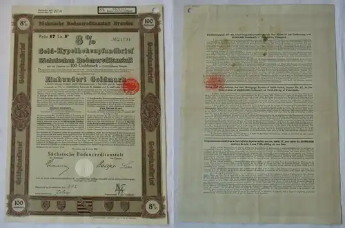 100 Goldmark Pfandbrief Sächsische Bodencreditanstalt Dresden 4.01.1928 (129680)