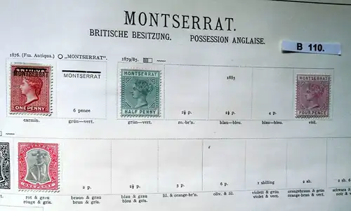 kleine Briefmarkensammlung Montserat Britische Besitzung ab 1876