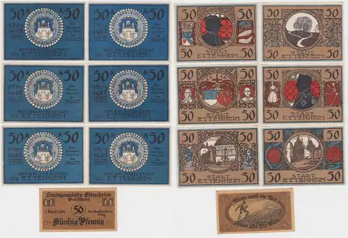 7 x 50 Pfennig Banknoten Notgeld Stadt Ettenheim 1921-1922 (140198)