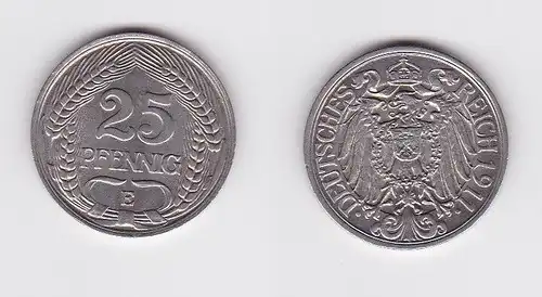 25 Pfennig Nickel Münze Deutsches Reich 1911 E Jäger 18  (122904)