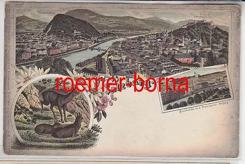 55813 Ak Lithografie Gruss aus Salzburg um 1900