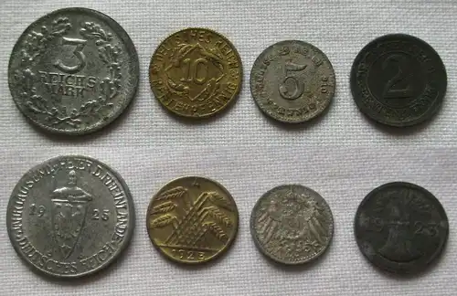 Konvolut 4x Spiel Geld 3 Mark Rheinladnfeier 2 bis 10 Pfennig dt. Reich (154286)