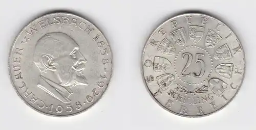 25 Schilling Silber Münze Österreich 1958 Carlauer v. Welsbach (155538)