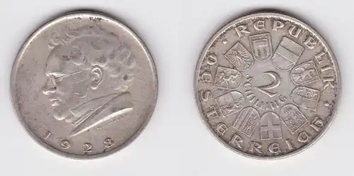 2 Schilling Silber Münze Österreich Schubert 1928 (155197)