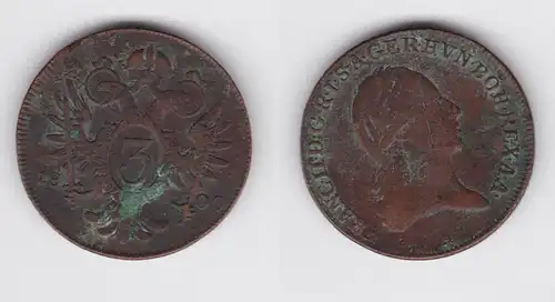 3 Kreuzer Kupfer Münze RDR Habsburg Österreich Franz II. 1800 A (155586)