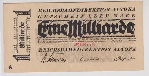 1 Milliarde Mark Banknote Reichsbahndirektion Altona 23.10.1923 (106181)