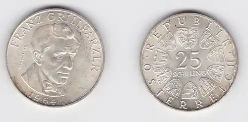 25 Schilling Silber Münze Österreich 1964 Franz Grillparzer (155181)