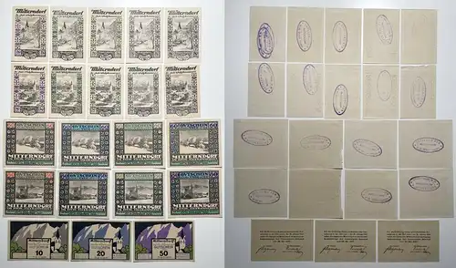 21 Banknoten 10 bis 80 Heller Notgeld Gemeinde Mitterndorf 1920 (154825)
