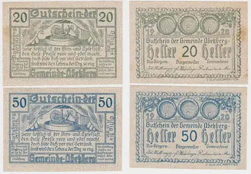 20 und 50 Heller Banknoten Notgeld Gemeinde Abetzberg 1920 (155514)