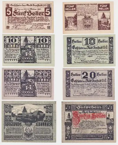 4 Banknoten 5 bis 50 Heller Notgeld Stadt Freistadt (144882)