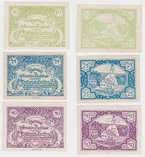 3 Banknoten 10 bis 50 Heller Notgeld Gemeinde Fischlham (148647)