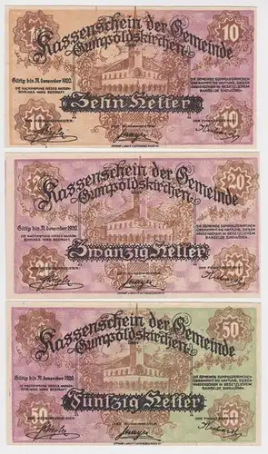 3 Banknote 10 bis 50 Heller Notgeld Gemeinde Gumpoldskirchen (143679)