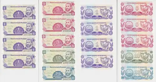 9 Banknoten Nicaragua kassenfrisch (154703)