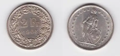 2 Franken Silber Münze Schweiz 1965 B vz (154276)