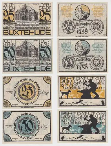 4 Banknoten Notgeld Buxtehude 1920/1921 (154007)