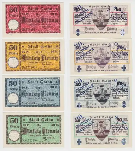 4 x 50 Pfennig Banknoten Gotha 20.Westhüringer Gauturnfest 2.-4.07.1921 (154031)