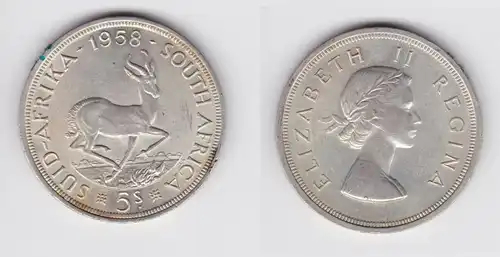 5 Schilling Silber Münze Südafrika Springbock 1958 (154373)