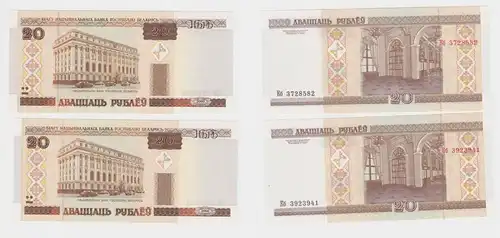 2 x 20 Rubel Banknote Weißrussland 2000 P 24 Kassenfrisch UNC (153559)