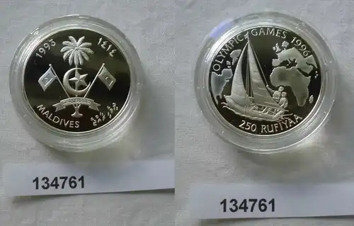 250 Rufiyaa Silbermünze Malediven Olympia Atlanta 1996 Segelregatta 1993(134761)