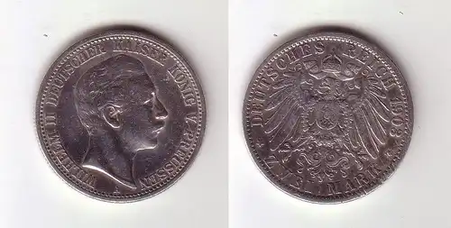 2 Mark Silbermünze Preussen Kaiser Wilhelm II 1903 Jäger 102  (115797)