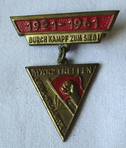 DDR Abzeichen Märztreffen Leuna Kröllwitz Durch Kampf zum Sieg 1961 (134254)