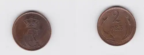 2 Öre Kupfer Münze Dänemark 1899 Delphin (133472)