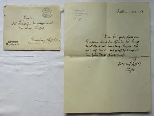 seltener Brief königliche Angelegenheit nach Annaberg Erzgebirge 1907