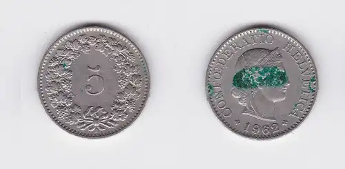 5 Rappen Kupfer Nickel Münze Schweiz 1962 B (117699)