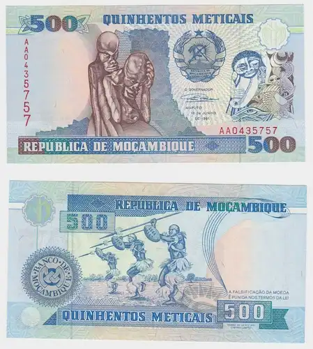 500 Meticais Banknote Mocambique Mosambik 1991 Pick 134 kassenfrisch (153411)