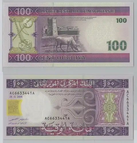 100 Ouguiya Banknote Banque Centrale Mauritanie Mauretanien 28.11.2006 (153878)