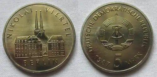 DDR Gedenk Münze 5 Mark Berlin Nikolaiviertel 1987 (117772)