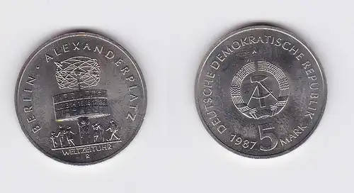 DDR Gedenk Münze 5 Mark Berlin Alexanderplatz 1987 (119983)