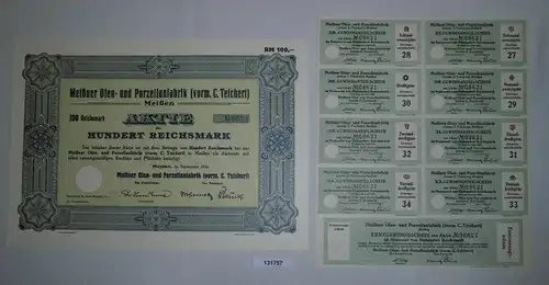 100 RM Aktie Meißner Ofen- und Porzellanfabrik (vorm.C.Teichert) 1934 (131757)