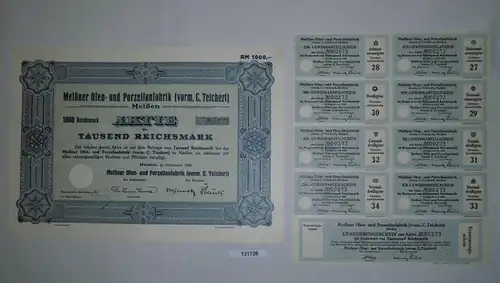 1000 RM Aktie Meißner Ofen- und Porzellanfabrik (vorm.C.Teichert) 1934 (131726)