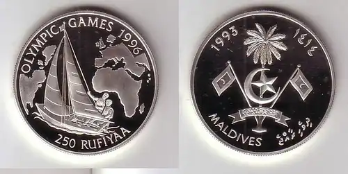 250 Rufiyaa Silbermünze Malediven Olympia Atlanta 1996 Segelregatta 1993(116297)