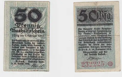 50 Pfennig Banknote Notgeld Rostocker Bank 14.November 1918 (130409)