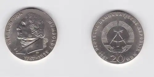 DDR Gedenk Münze 20 Mark Wilhelm von Humboldt 1967 Silber Stempelglanz (128885)