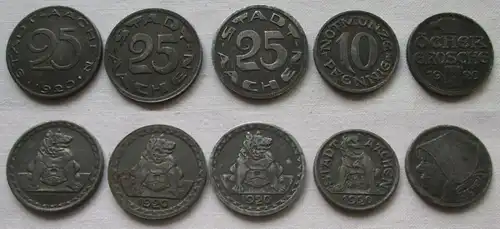 5 x Eisen Notmünzen Stadt Aachen 1920 (156036)