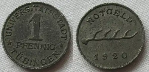 1 Pfennig Eisen Notgeld Münze Universitätsstadt Tübingen 1920 (156037)