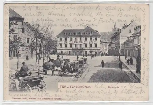 99957 AK Teplitz-Schönau (Teplice) - Stefansplatz mit Geschäften 1905