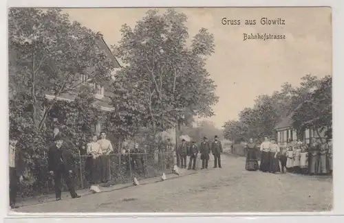 95998 Ak Gruß aus Glowitz Główczyce in Pommern Bahnhofstraße 1912