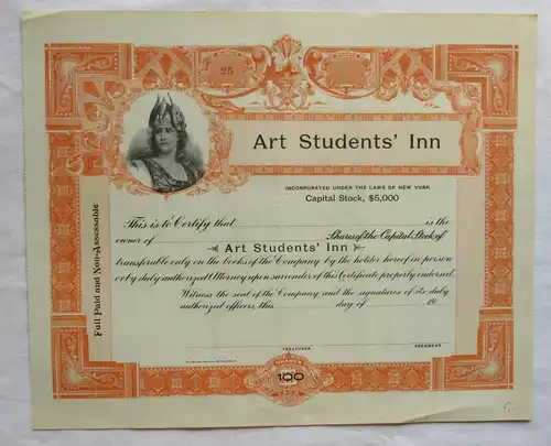 5000 Dollar Aktie Art Students Inn New York (126495)