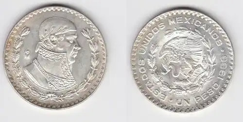 1 Pesos Silber Münze Mexiko J. M. Morelos 1966 (155055)