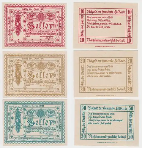 3 Banknoten 10 bis 50 Heller Notgeld Gemeinde Edlbach (144623)