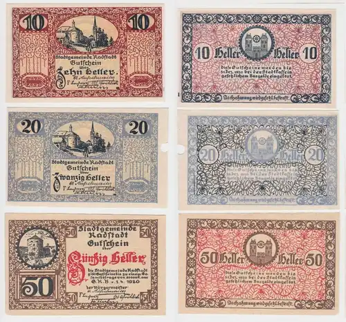 3 Banknoten 10 bis 50 Heller Notgeld Stadtgemeinde Radstadt (145602)
